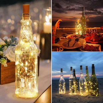 5 buc LED Sticla de Vin Plută Sârmă de Cupru Șir de Lumini Zână Ghirlande de Crăciun Copac de Lumină în aer liber Navidad DIY Nunta Decor Gradina