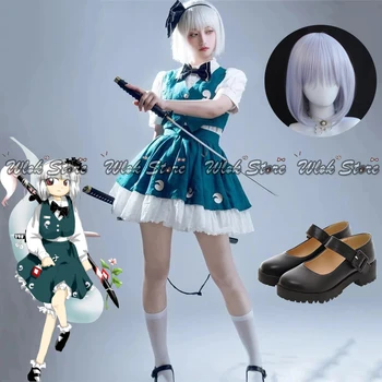 Joc Touhou Proiect Konpaku Youmu Cosplay Costum Drăguț Kawaii Fuste Rochii JK Uniforme pentru Fete Elevii Lolita Pantofi Peruci