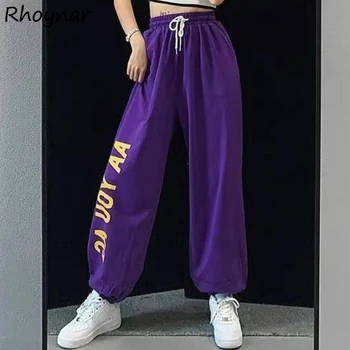 Harem-pantaloni Femei Vara Streetwear Rece Vrac coreea Style Moda Scrisoare Cupluri de Agrement de Îmbrăcăminte Chic Imperiul Toate-meci de zi cu Zi