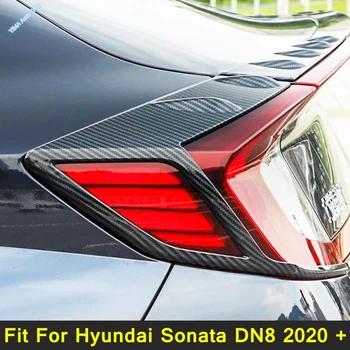Fibra de Carbon Stil de Masina din Spate, Coada de Lumină de Lampă Capac Ornamental Bezel 4BUC se Potrivesc Pentru Hyundai Sonata DN8 2020 2021 2022 Crom Accesorii
