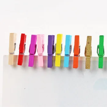 40Pcs Culoare 2,5 cm Mici Clipuri din Lemn DIY Meșteșug Arte Petrecere Acasă Decor Drăguț Mini Cleme cu arc Pentru Memo Marcaj Hârtie Foto Clipuri