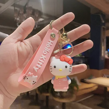 Sanrio Hello Kitty Farmecul Cheie Lanț Lanț Modelul Moale de Desene animate Drăguț Anime Cauciuc de Masina Breloc cu Pandantiv Sac Ornamente Cadou pentru Poseta