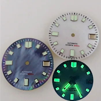 29MM Verde Luminos Alb Negru pearl Dial Watch se Potrivesc NH35 NH35A NH36 Automatic Mens watch Data Fereastră