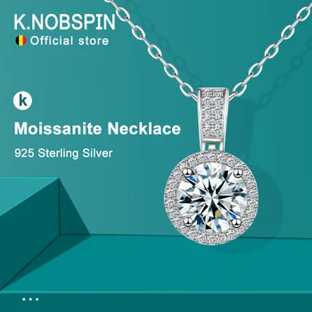 Knobspin 925 Sterling de Argint Colier Pentru Femei Reale Moissanite Diamante Pandantiv Cu GRA Certificat Lanț de Gât Bijuterii Fine