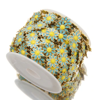 1M Oțel Inoxidabil 10mm Daisy Email de Floarea Soarelui Lanț pentru Bratari DIY Colier Bijuterii de Luare Talie Corp Accesorii Consumabile