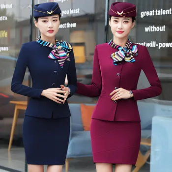 Vară stil nou stewardesă uniformă de aviație costum profesional hotel costum pentru femei costum
