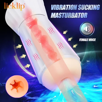 LICKLIP Supt Automat Vibratoare sex Masculin Masturbator Real Vaginale Pizde Masturbari Cupa Oral sex fara preludiu Jucarii Sexuale Pentru Bărbații Adulți