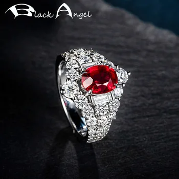 BLACK ANGEL 2021 Noua Nobilime 925 de Argint Rubin Inel Încrustat Deschide Geometrice Gemstone Roșu Pentru Femei Partid Temperament de Bijuterii Cadou
