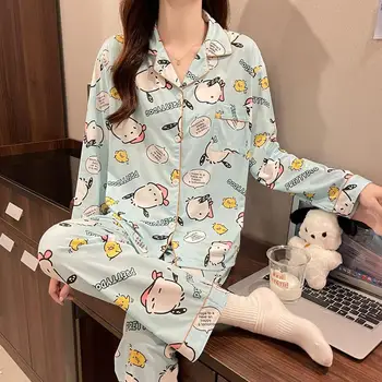 Noi Kawaii Drăguț Sanrio Pochacco Poarte Pijamale De Agrement Wear Cardigan Cu Maneci Lungi Vrac Se Potrivi Ins Fata De Cadou De Craciun Pentru Prietena