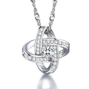 100% argint 925 moda strălucitoare de cristal doamnelor'necklaces lanț scurt pentru femei bijuterii cadou de ziua picătură de transport maritim