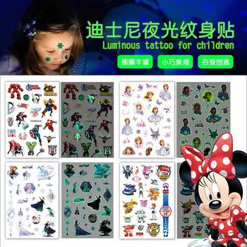 Disney fete frozen Mickey Minnie Copii Desene animate Tatuaj Temporar Autocolant luminos Baieti Spiderman Impermeabil Copii Tatuaje Cadou