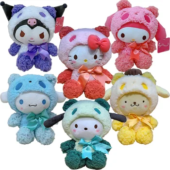 23CM Kawaii Sanrio Pluș Kitty Kuromi Melodia Mea Cinnamoroll Panda Transformat Papusa Drăguț Moale Umplute Anime Pluș Jucărie Pentru Fata Cadou