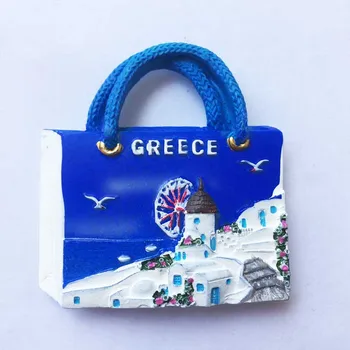 QIQIPP greacă la Marea Egee, santorini Albastru de Sus Biserica Iya moară de vânt turistice, suveniruri magnetice frigider autocolante