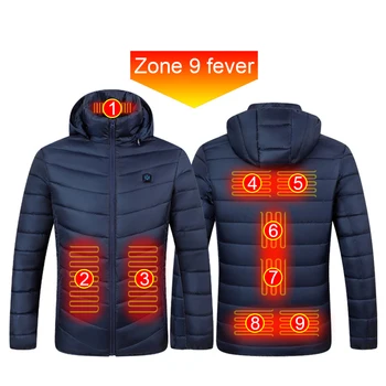 9 Zone Încălzite Jacheta pentru Barbati USB de Iarnă în aer liber Încălzire Electrică Jachete de Vânt Cald Incalzite Sprots Termică Strat de Îmbrăcăminte