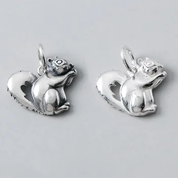 Argint 925 Design Animal Drăguț Widget Farmece pui de Veveriță S925 Argint Pandantiv Decor Neckalce Bijuterii DIY Concluziile