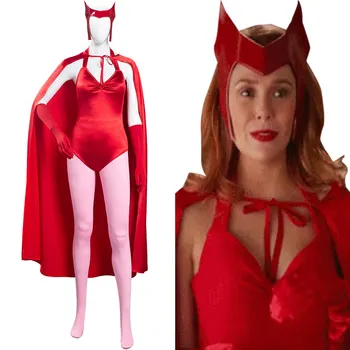 Wanda Viziune Scarlet Witch Wanda Maximoff Cosplay Costum Femei Salopeta Tinutele Pelerina Halloween Costum De Carnaval