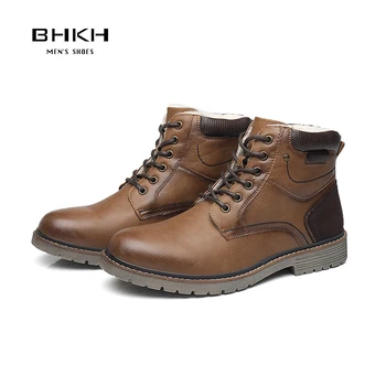 BHKH Stil Retro Glezna Cizme de Iarna din 2022 Usoare Dantela-up Glezna Cizme Casual, Formal Încălțăminte de Brand de Pantofi de Om Zapatos