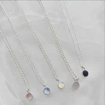 Versiunea coreeană de Minimalist S925 Argint Naturale Piatra de Cristal Colier Mini Pandantiv Clavicula Lanț de Bijuterii de Lux