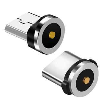 2 Buc Rotund Magnetic cu Mufă de Cablu 8 Pin Prize de Încărcare Rapidă Telefon Magnet Mufă Încărcător Micro-USB & Type-C Prize