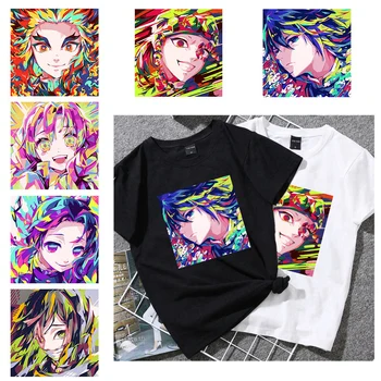 Pline de culoare Fier-pe patch-uri DIY Băiat și Fată Anime Caracter T-Shirt Decor pictat, Imprimat Pe Tricou