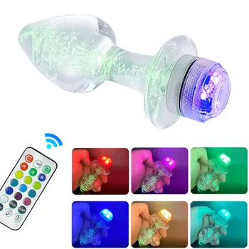 Lumina LED-uri de Sticlă, bile Anale Dilatatoare Luminos de Control de la Distanță Butt Plug Anal Plug Sex Shop Jucarii pentru Adulti, Cupluri de sex Masculin Jucărie