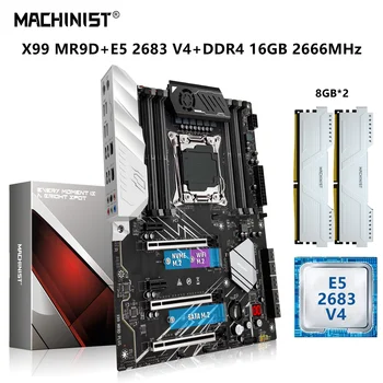 MAȘINIST Placa de baza X99 Xeon E5 2683 V4 CPU Kit LGA 2011-3 Set Cu 16G=2x8G DDR4 2666MHz RAM ATX, USB 3.0 NVME M. 2 X99-MR9D