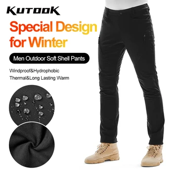 KUTOOK Bărbați Pantaloni Trekking Iarna Cargo Pantaloni pentru Om rezistent la apa Termală în aer liber, Drumeții Softshell Pantaloni de Camping, Pantaloni Haine