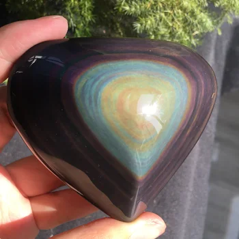 100-120g Naturale curcubeu obsidian inimile cristal obsidian Cuarț Forma de Inima cu Cristale de Vindecare Cadou