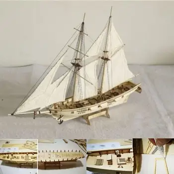1:100 Scara Asamblarea Clădire Kituri de Nave Model de Barcă cu pânze din Lemn Jucarii de Navigatie Model Asamblat din Lemn Kit DIY Artizanat din Lemn pentru copii