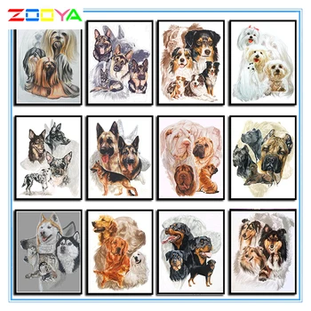 Zooya 5D Diy Diamant Pictura Câine Nou Plin Pătrat / Diamant Rotund Kit de Broderie Animal Mozaic Decor Acasă de Artă Cadouri Lx600