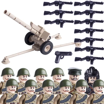 WW2 Militare, Soldați ruși Cifre Blocuri de Constructii Uniune Sovietică Arme PPSH Arme Tun Cărămizi Mini Piese Armata Jucărie pentru Copii