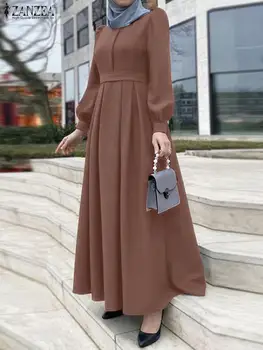 ZANZEA Femei Vintage Maneca Lunga Musulman Sarafan Casual Toamna Ramadan Turcia Vestidos Islamic Abaya Hijab Rochie Femme
