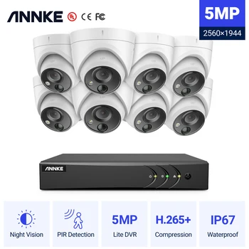 ANNKE 8CH 5MP Lite Sistem de supraveghere Video 5IN1 H. 265+ DVR Cu 8X 5MP Dome de Exterior rezistent la Intemperii PIR Camere de Supraveghere CCTV Kit
