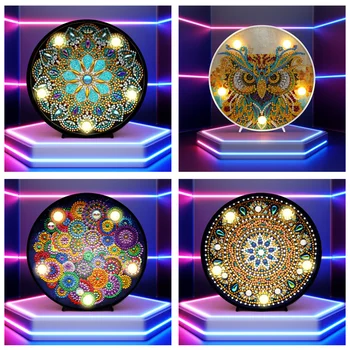 DIY Diamant Pictura LED-uri Speciale în Formă de Burghiu cu Diamant Broderie Mozaic Desktop Decor Lampa de Noapte pentru Dormitor Cadou de Crăciun