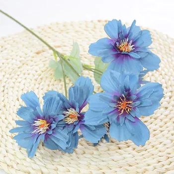 55cm Flori Artificiale Bujor Buchet de Mătase Mingea Înflorit Flori False Florale Nunta Etapă Acasă Decor de Masă Albastru