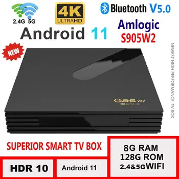Q96 W2 Smart TV Box Android 11 Amlogic S905W2 Quad Core 2.4 G 5G Dual WIFI 4K HDR Set Top Box 8GB+128GB Media Player Iptv Box