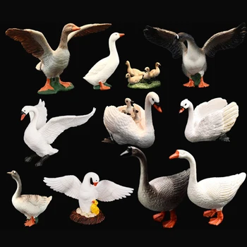 Simulare Model Animal Fermă de Păsări de curte Rață Swan Animale Set Papusa in Miniatura Păsări de curte PVC Mobile Papusa Jucării pentru Copii de Învățământ