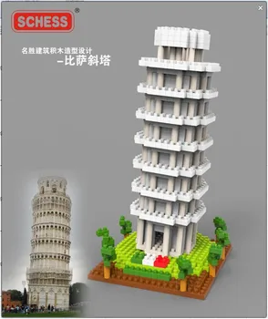 SC: Mare arhitecturi - Turnul din Pisa (Torre di Pisa) 1090 Diamant Micro Nano Blocuri de Acțiune Figura cadouri
