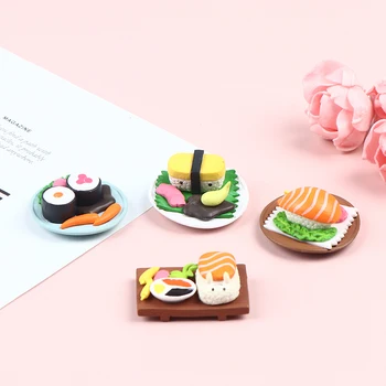 1buc casă de Păpuși în Miniatură Sushi Mini Bucataria Japoneza Pretinde ca Mâncare Jucării casă de Păpuși Decor Aleatoare