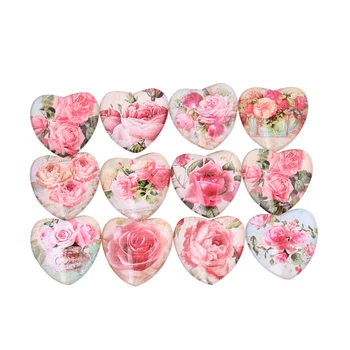 20buc mixe floare trandafir foto in forma de inima de sticlă cabochon 20mm 25mm diy flatback ambarcațiunile de bijuterii accesorii