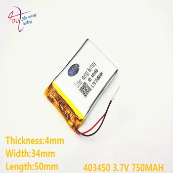 Litru de energie a bateriei 403450 3.7 V 750mAH 383450 PLIB polimer litiu-ion / Li-ion pentru GPS mp3 mp4 mp5 dvd