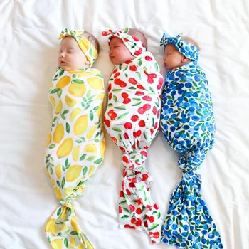 Copil nou-născut Turban Bumbac Beanie 0-6M copil Copil Înfășa Pătură Fată Băiat de Fructe Baby Wrap benzi