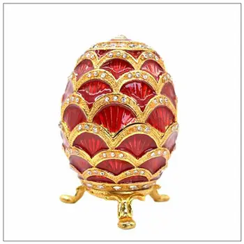 QIFU Design Red Ou Faberge Forma de Bijuterii Breloc Cutie Ambarcațiunile de Decorare Cadou