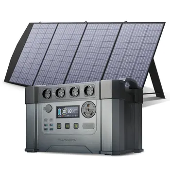 PUTERILE Generator Portabil 1500Wh Powerbank 2400W Powerstation Mit Solarpanel 200W Încărcător Solar pentru Camping Caravan
