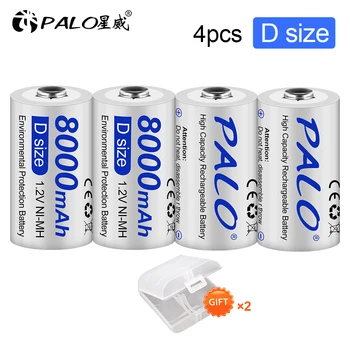 PALO 1-8pcs 1.2 V D size Ni-MH Baterie de 8000mAh de Mare Capacitate reîncărcabilă baterie D