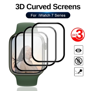 3PCS 3D Curbat din fibra de sticla Folie Protectoare pentru apple wacth seria 7 41mm 45mm mă uit watch7 iwatch7 41 45 mm Ecran de Protecție