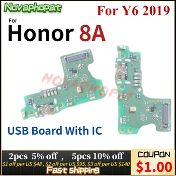 Novaphopat Pentru Huawei Y6 2019 / Onoare 8A Încărcător de Bord Port USB Conector de Încărcare Cablu Flex Microfon Microfon Plug