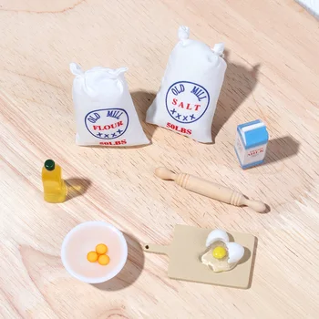 Pin Ou Castron Dongzhur Făină Sare Saci De Casa Papusa Model Mini Accesorii De Bucătărie Casă De Păpuși În Miniatură Alimentare Jucarie 1:12 Scara