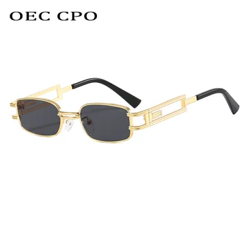 OEC CPO Metal Dreptunghi ochelari de Soare Femei Steampunk Pătrat Ochelari de Soare Barbati Nuante Retro Punk Ochelari de UV400 Ochelari de Conducere