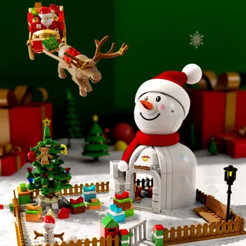 Crăciun Fericit Om De Zăpadă Cadou De Casa Pom De Crăciun Acasă Mobilier Decor Blocuri Prieteni Creative Cărămizi Jucarii Copii